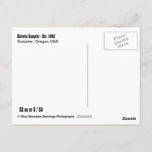 Welkom bij Historic Sumpter Est. ~ 1862 Briefkaart (Achterkant)