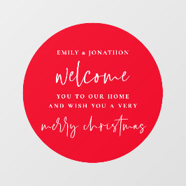 Welkom bij Home Names Merry Kerstrood White Raamsticker