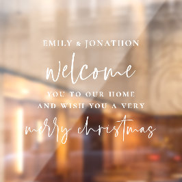 Welkom bij Home Names Merry KerstWhite Raamsticker