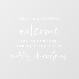 Welkom bij Home Names Merry KerstWhite Raamsticker