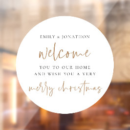 Welkom bij Home Names Merry White Circle Raamsticker