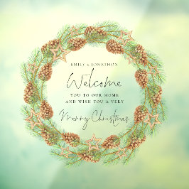 Welkom bij Home Script Merry Kerstmis Wreate Raamsticker