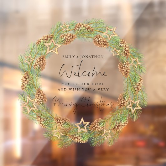 Welkom bij Home Script Merry Kerstmis Wreate Raamsticker (Vel 2)