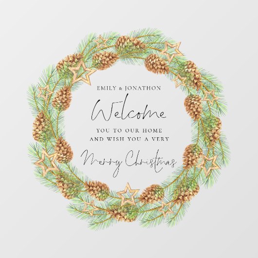 Welkom bij Home Script Merry Kerstmis Wreate Raamsticker (Vel)