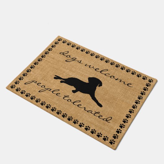 Welkom bij honden - Mensen getolereerd grappig Deurmat (Schuin)