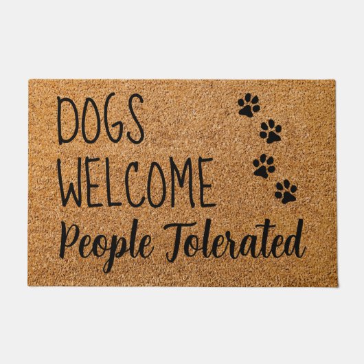Welkom bij hondenMensen getolereerd door Rustic Co Deurmat (Voorkant)
