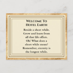 Welkom bij Hotel Earth Briefkaart