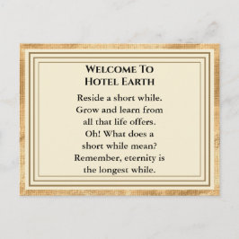 Welkom bij Hotel Earth Briefkaart