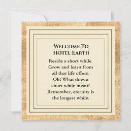 Welkom bij Hotel Earth Flat Card Bedankkaart