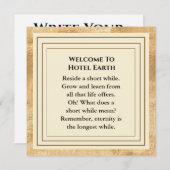 Welkom bij Hotel Earth Flat Card Bedankkaart (Voorkant / Achterkant)