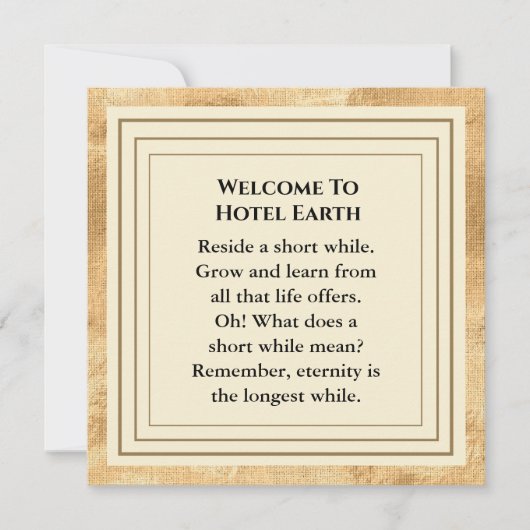 Welkom bij Hotel Earth Flat Card Bedankkaart (Voorkant)