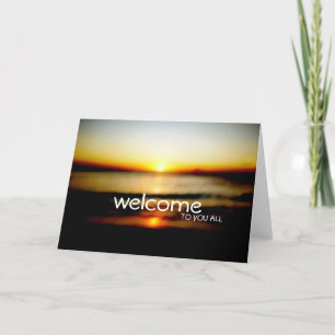 Welkom bij jullie allemaal Beach Sunrise Weddensch Bedankkaart