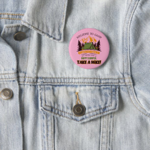 Welkom bij Kamp Quitcherbitchin Gelukkige Camper Ronde Button 5,7 Cm