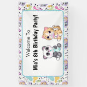 Welkom bij Kawaii Panda & Tiger Bubble Tea Party Spandoek (Verticaal)