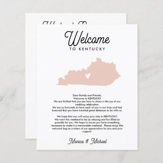 Welkom bij KENTUCKY-brief en -reisroute ELKE KLEUR (Voorkant / Achterkant)