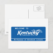 Welkom bij Kentucky - USA Road Sign Briefkaart (Voorkant / Achterkant)