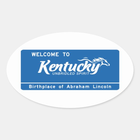 Welkom bij Kentucky - USA Road Sign Ovale Sticker (Voorkant)