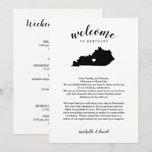 Welkom bij Kentucky | Wedbrief en reisroute (Voorkant / Achterkant)