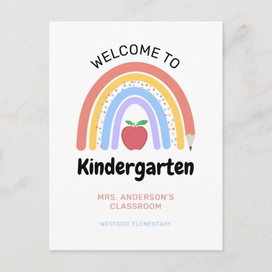 Welkom bij Kindergarten Pastel Colored Rainbow Briefkaart (Voorkant)