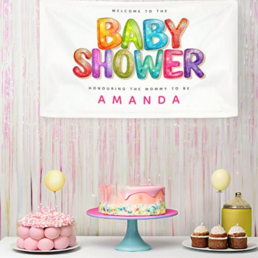 Welkom bij Kleurrijke Rainbow stripe Baby shower Spandoek