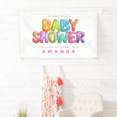 Welkom bij Kleurrijke Rainbow stripe Baby shower Spandoek (Insitu)