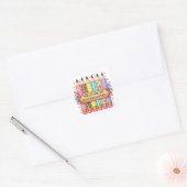 Welkom bij Kleuter Cartoon Potlood Vierkante Sticker (Envelop)