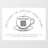 Welkom bij Koffie Winkelnaam QR Code Window Cling Raamsticker (Vel)