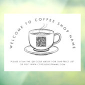 Welkom bij Koffie Winkelnaam QR Code Window Cling Raamsticker (Vel 3)