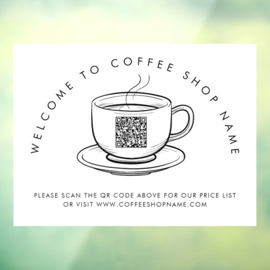 Welkom bij Koffie Winkelnaam QR Code Window Cling Raamsticker (Vel 3)