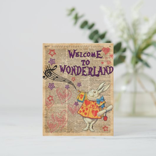 Welkom bij konijn... Alice in Wonderland Briefkaart (Staand voorkant)