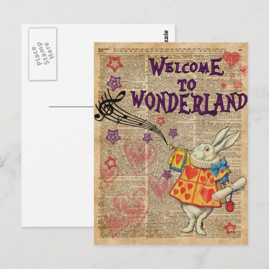 Welkom bij konijn... Alice in Wonderland Briefkaart (Voorkant / Achterkant)