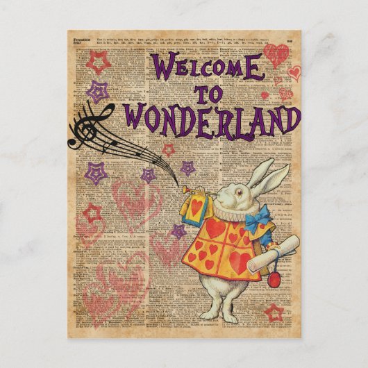 Welkom bij konijn... Alice in Wonderland Briefkaart (Voorkant)