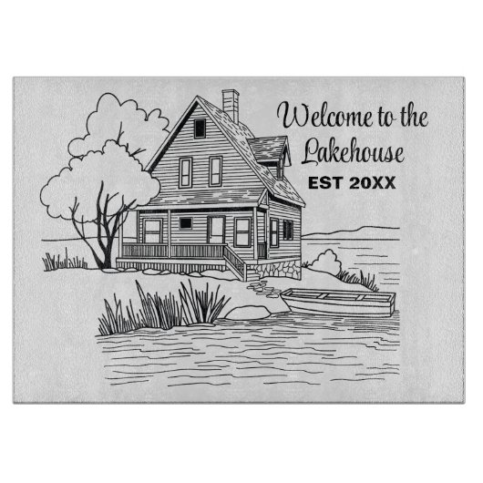 Welkom bij Lakehouse Custom Text Snijplank (Voorkant)