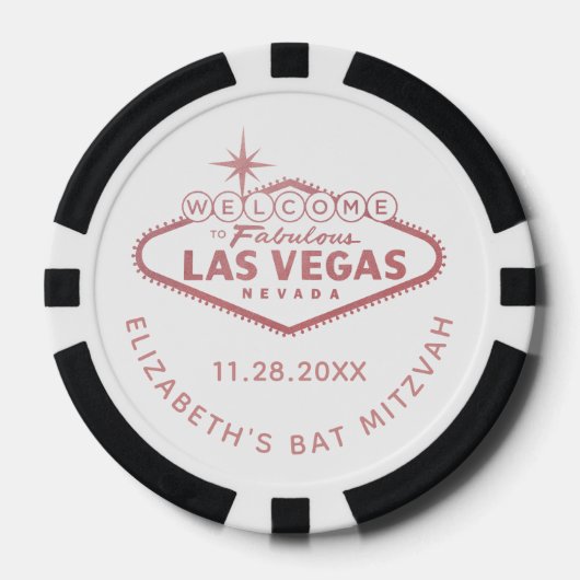 Welkom bij Las Vegas Casino Mitzvah Favor Poker Chips (Voorkant)