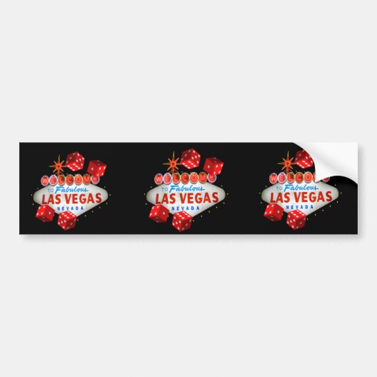 Welkom bij Las Vegas + Dice Bumpersticker (Voorkant)