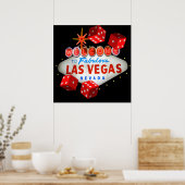 Welkom bij Las Vegas + Dice Vector Grafisch Poster (Keuken)
