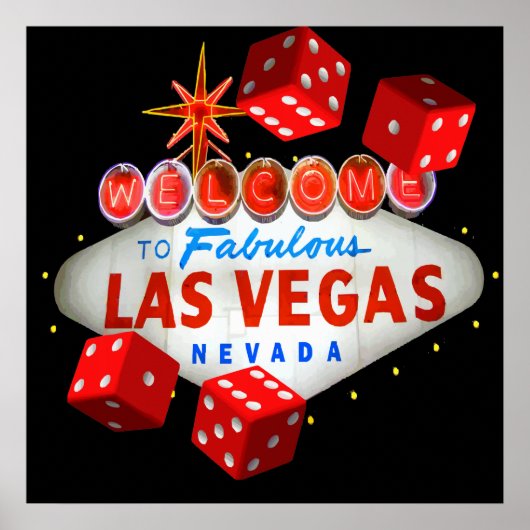 Welkom bij Las Vegas + Dice Vector Grafisch Poster (Voorkant)