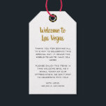 Welkom bij Las Vegas Gold Black Wedding Welkom Cadeaulabel<br><div class="desc">Trouwen in Las Vegas? Deze prachtige gouden,  zwarte en witte bruiloft welkom labels zou een perfecte aanvulling op de welkomstmand van uw gast in hun hotel. Personaliseer met je eigen oprechte tekst.</div>
