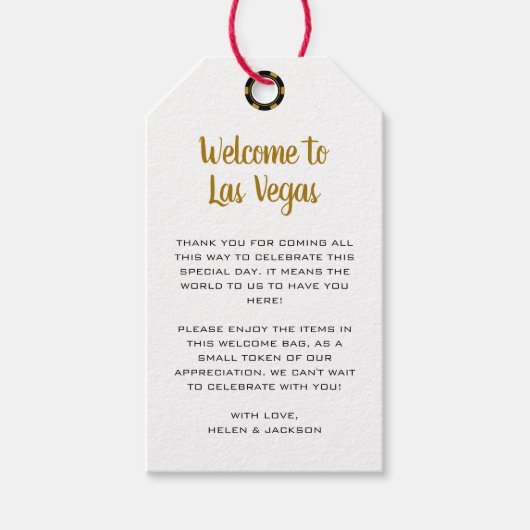 Welkom bij Las Vegas Gold Black Wedding Welkom Cadeaulabel (Voorkant)