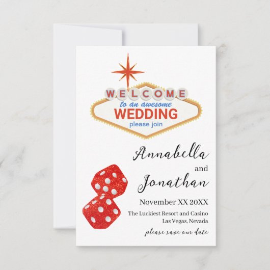 Welkom bij Las Vegas Huwelijk Save The Date (Voorkant)