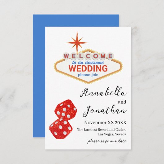 Welkom bij Las Vegas Huwelijk Save The Date (Voorkant / Achterkant)