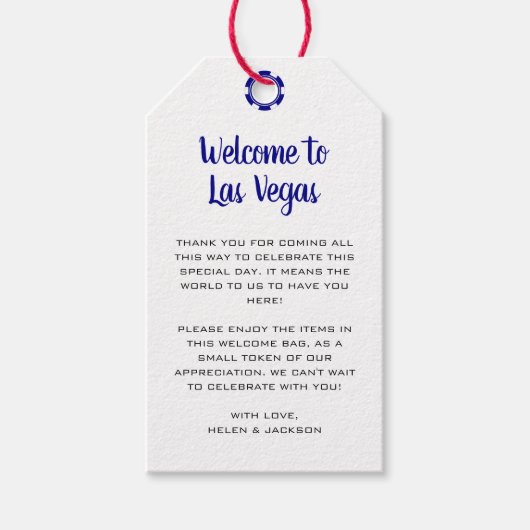Welkom bij Las Vegas Navy Blue Wedding Welkom Cadeaulabel (Voorkant)