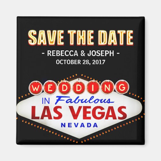 Welkom bij Las Vegas Neon Sign - Save the Date Magneet (Voorkant)