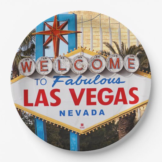 Welkom bij Las Vegas Paper & Party Borden Papieren Bordje (Voorkant)
