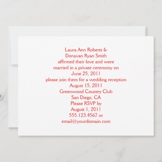 Welkom bij Las Vegas Reception Kaart (Achterkant)