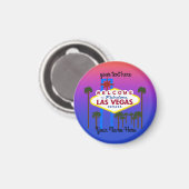 Welkom bij Las Vegas Sign #3 Round Magnet (Voorkant / Achterkant)