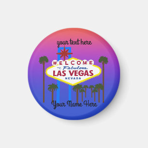 Welkom bij Las Vegas Sign #3 Round Magnet