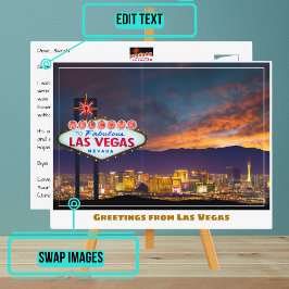 Welkom bij Las Vegas Sign bij Sunset in Las Vegas Briefkaart