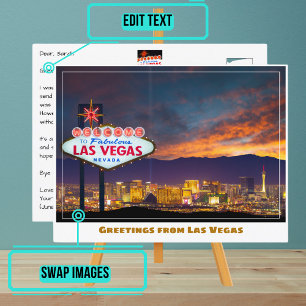 Welkom bij Las Vegas Sign bij Sunset in Las Vegas Briefkaart