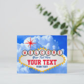 Welkom bij Las Vegas Sign Jouw tekst Briefkaart (Staand voorkant)